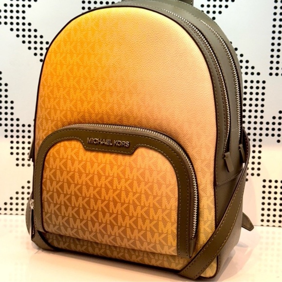 Michael Kors Jaycee Medium Ombré Signature Logo Backpack Olive Combo - Picture 3 of 10